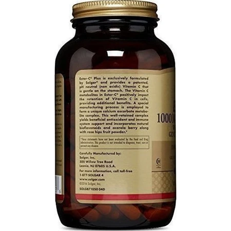 Solgar Ester-C Plus Vitamin zur Unterstützung des Immunsystems, der Haut und der antioxidativen Wirkung 1000mg 90 Tabletten
