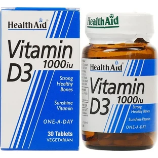 Health Aid Vitamina D3 Vitamina para reforzar el sistema inmunitario y la salud ovocitaria 1000iu 30 x 1 comprimidos