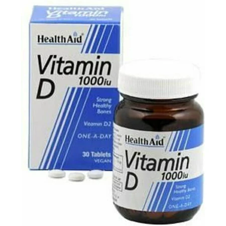 Health Aid Vitamina D3 Vitamina para reforzar el sistema inmunitario y la salud ovocitaria 1000iu 30 x 1 comprimidos