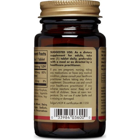 Solgar Vitamina K1 (Fitonadiona) Vitamina para la Salud de las Aves 100mcg 100 Comprimidos