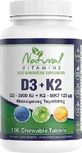 Natural Vitamins D3 D3 5000IU + K2 125μg Vitamin for Immune System Strengthening & Egg Health suitable for adults 50+ 100 chewable tablets