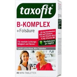 Taxofit B-Complex Forte + Acide Folique Vitamine pour l'Energie, le Renforcement du Système Immunitaire et Nerveux 40 Comprimés