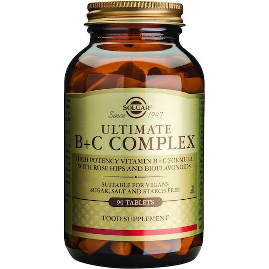 Solgar Ultimate B+C Multivitamin Complex for Energy & Immune System Strengthening 90 Comprimés
