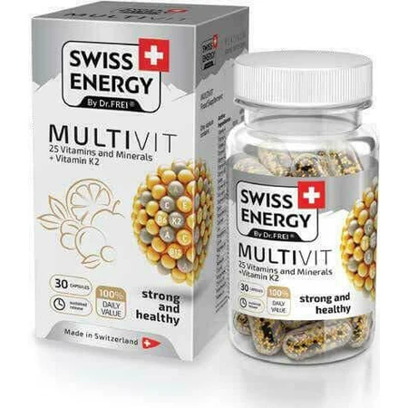 Swiss Energy Multivit Multivitaminas para aumentar la energía y el sistema inmunitario 30 cáps.