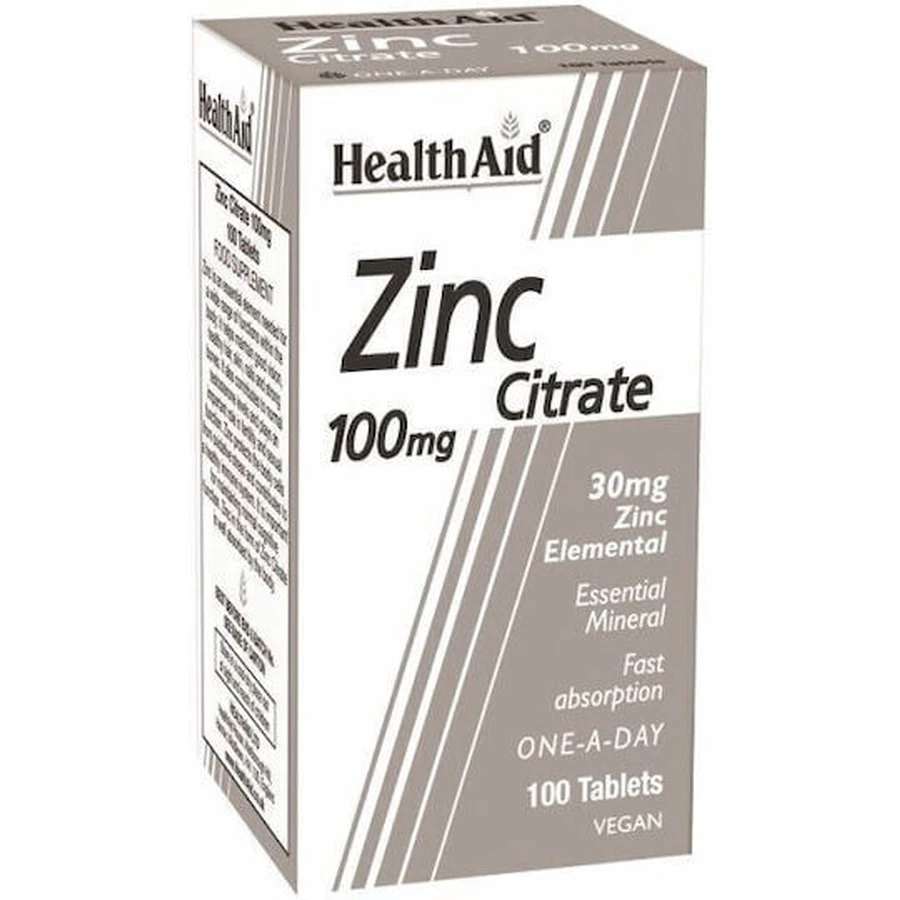 Health Aid Zinc Citrate 100mg 100 Tablets