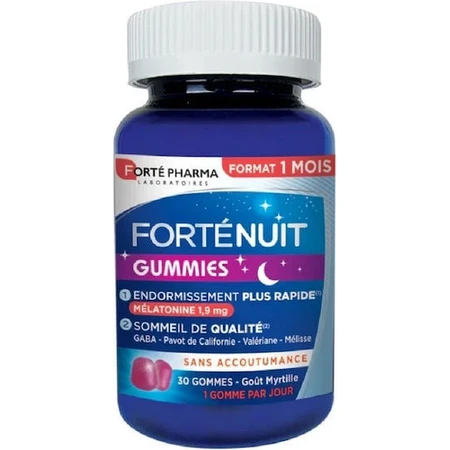 Forte Pharma Forte Nuit Anxiety & Sleep Supplement 30 blueberry jelly candies