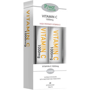Power Health Vitamine C voor ondersteuning van het immuunsysteem, de huid en antioxidanten 1000mg Sinaasappel 2 x 20 bruistabletten