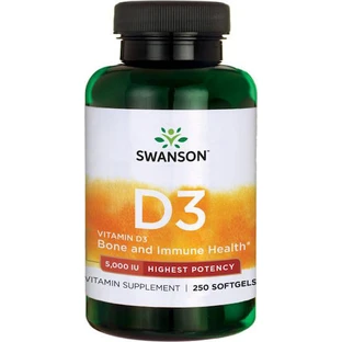 Swanson Vitamin D3 Vitamin für Immunsystem Unterstützung & Ei Gesundheit 5000iu 250 softgels