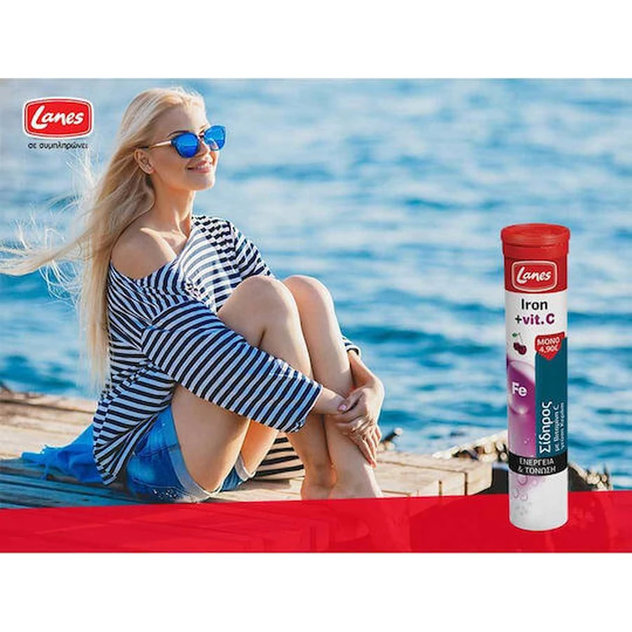 Lanes Eisen und Vitamin C 20 Brausetabletten mit Kirschgeschmack