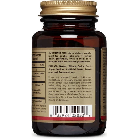 Solgar Bètacaroteen Vitamine voor haar, huid en antioxidanten 7mg 60 softgels