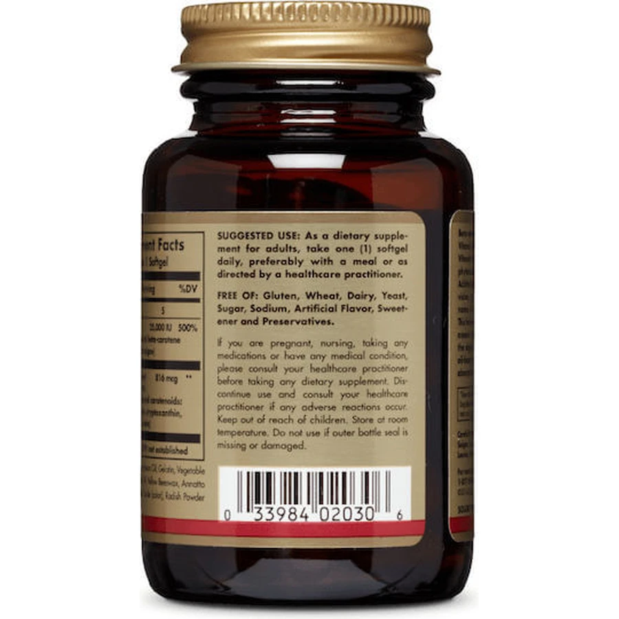 Solgar Bètacaroteen Vitamine voor haar, huid en antioxidanten 7mg 60 softgels