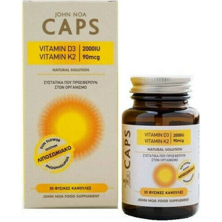 John Noa Caps Vitamin D3 2000iu + Vitamin K2 90mcg Vitamin for Immune System Strengthening & Egg Health 2000iu 30 caps