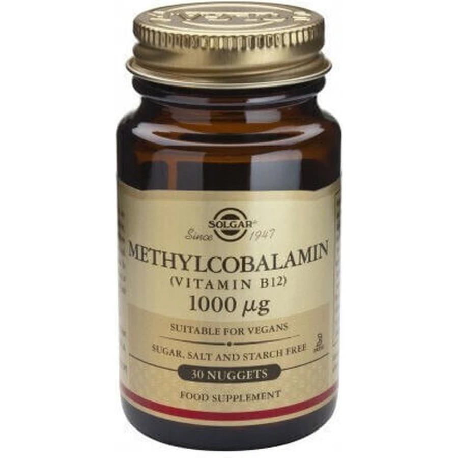 Solgar Methylcobalamin Vitamin B12 Vitamin for Nervous System Health 1000mcg 30 sublingual tablets