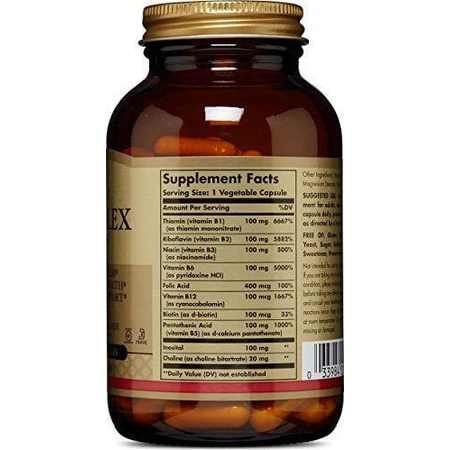 Solgar B-Complex "100" Vitamin for Energy, Immune & Nervous System Strengthening 100 veget capsules
