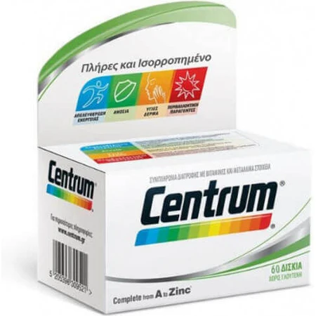 Centrum Complete A-Zinc Multivitamin for Energy & Skin 60 Comprimés
