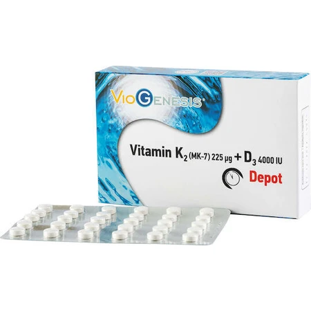 Viogenesis Vitamine K2 (MK-7) + Vitamine D3 Depotvitamine voor versterking immuunsysteem & ei-gezondheid 4000iu 60 tabletten
