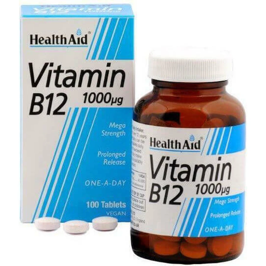 Health Aid B12 100 Tabs Vitamine voor de gezondheid van het zenuwstelsel 1000mcg 100 tabletten