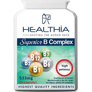 Healthia Superior B-Vitamin-Komplex für Energie, Immun- und Nervensystem Stärkung 533mg Vitamine 60 caps
