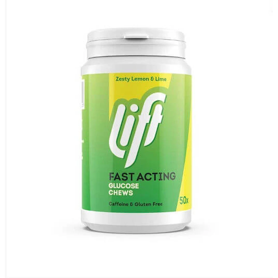 Lift GlucoTabs Snelwerkende Clucose Kauwtabletten Speciaal Dieetsupplement 50 kauwtabletten Citroen Limoen Vioi