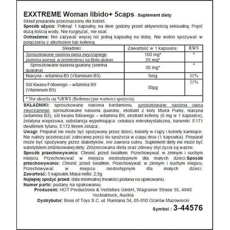 HOT Woman eXXtreme Libido Food Supplement Special 5 capped