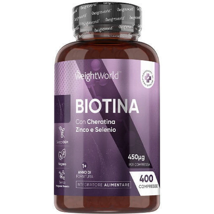 WeightWorld Biotin Complex (Con Queratina, Zinc, Selenio) 400 Comprimidos