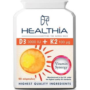 Healthia D3 D3 3000iu & K2 100mg Multivitamin for Immune System Strengthening & Egg Health 3000iu 100mg 90 caps
