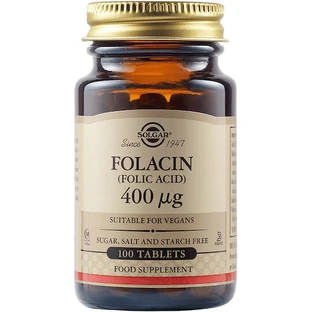 Solgar Folsäure Vitamin für die Gesundheit des Nervensystems 400mcg 100 Tabletten