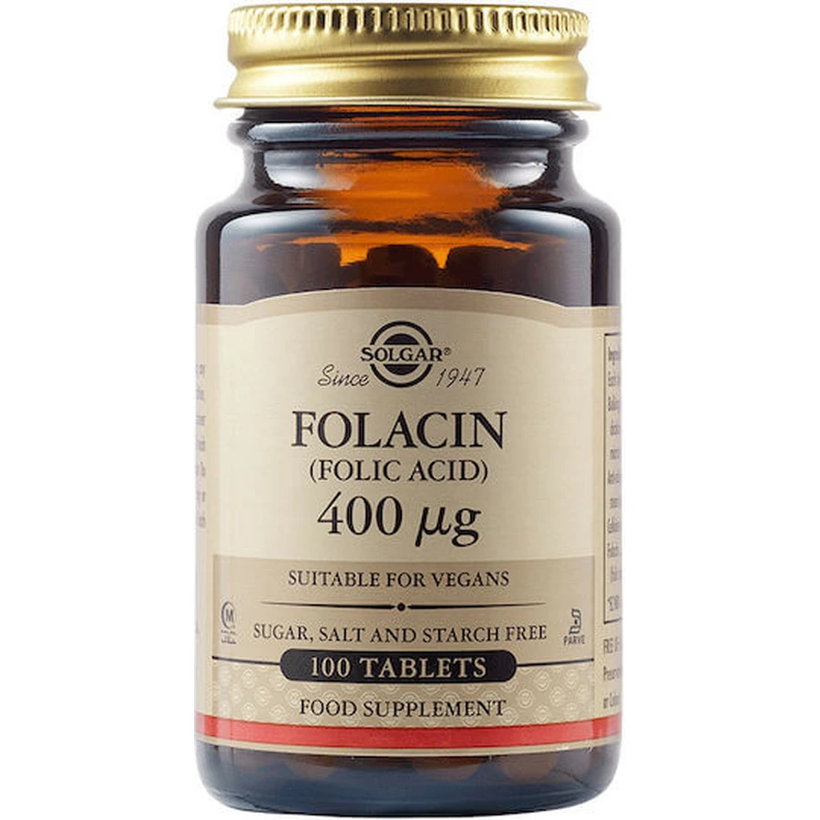 Solgar Folsäure Vitamin für die Gesundheit des Nervensystems 400mcg 100 Tabletten