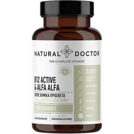Natural Doctor B12 Active & Alpha Alpha Vitamine voor de gezondheid van het zenuwstelsel 120 plantaardige capsules