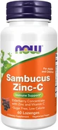 Now Foods Sambucus Sambucus Zinc-C Suplemento fortalecedor del sistema inmunitario 60 comprimidos sublinguales