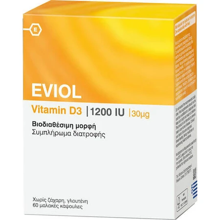 Eviol Vitamin D3 Vitamin for Immune System Strengthening & Egg Health 1200iu 60 x 1 softgels