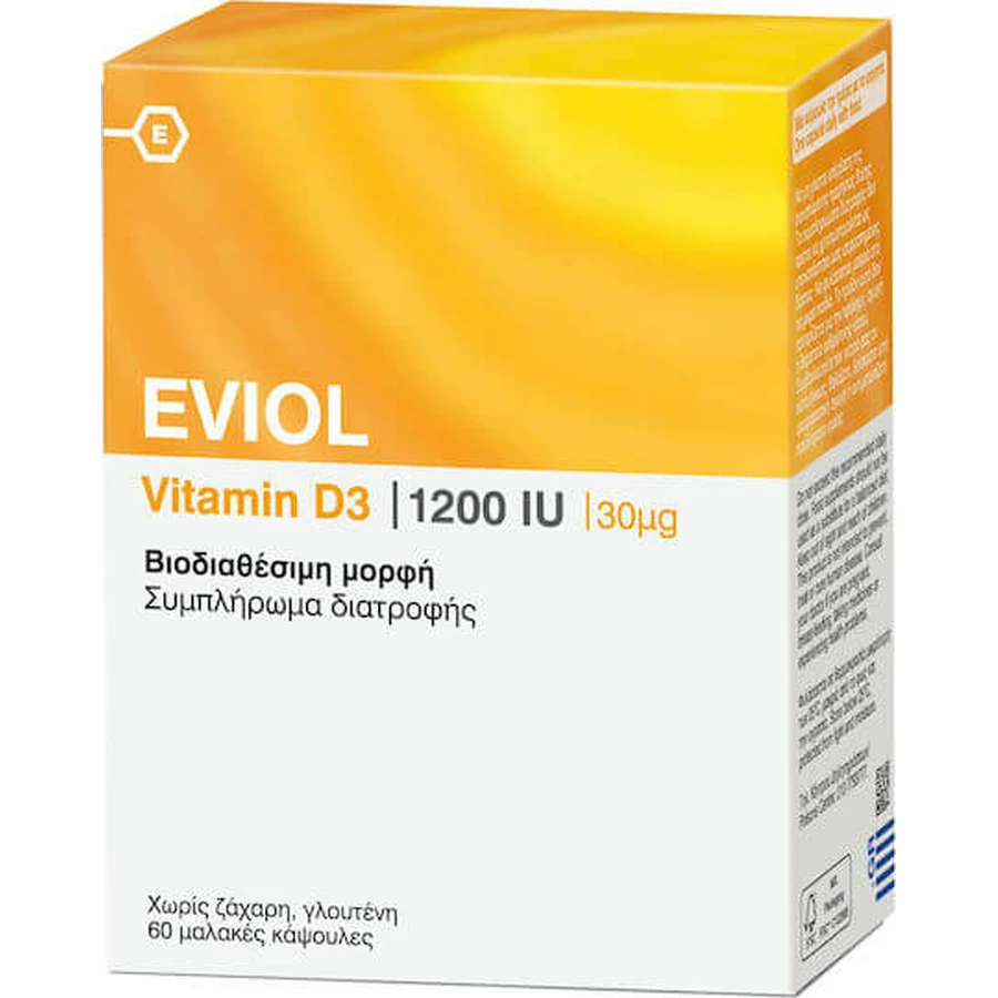 Eviol Vitamin D3 Vitamin for Immune System Strengthening & Egg Health 1200iu 60 x 1 softgels