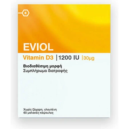 Eviol Vitamin D3 Vitamin for Immune System Strengthening & Egg Health 1200iu 60 x 1 softgels