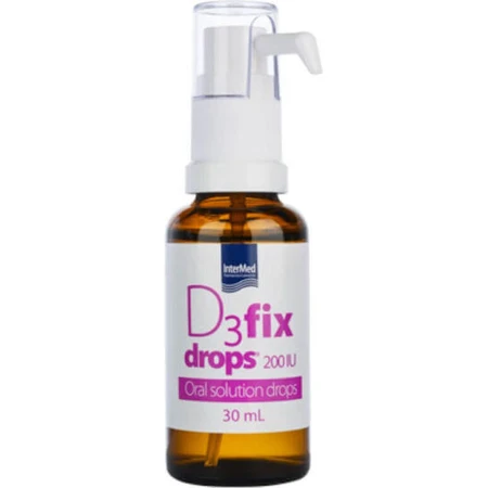 InterMed D3 Fix Gotas Vitamínicas para el Fortalecimiento del Sistema Inmunitario y la Salud del Huevo 200iu 30ml