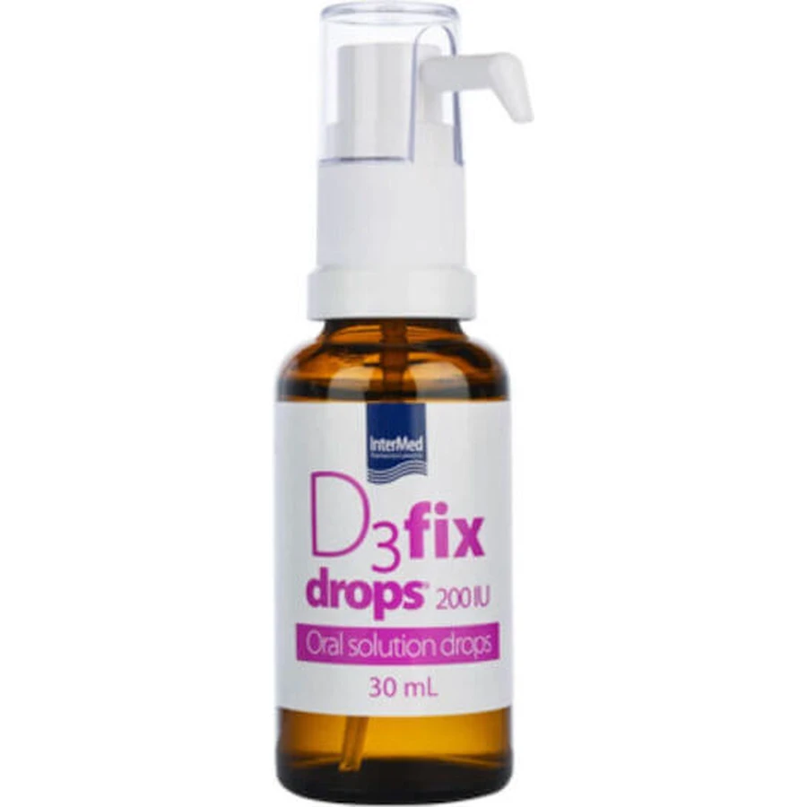 InterMed D3 Fix Gotas Vitamínicas para el Fortalecimiento del Sistema Inmunitario y la Salud del Huevo 200iu 30ml