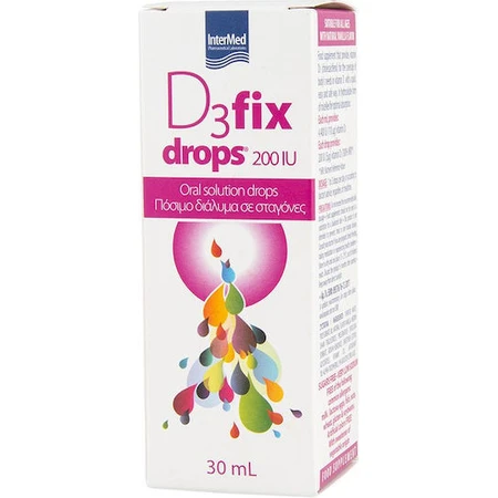 InterMed D3 Fix Gotas Vitamínicas para el Fortalecimiento del Sistema Inmunitario y la Salud del Huevo 200iu 30ml