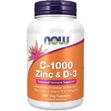Now Foods C-1000 Zinc & D-3 Multivitamin for Immune System Support 15mg 100 cápsulas vegetales