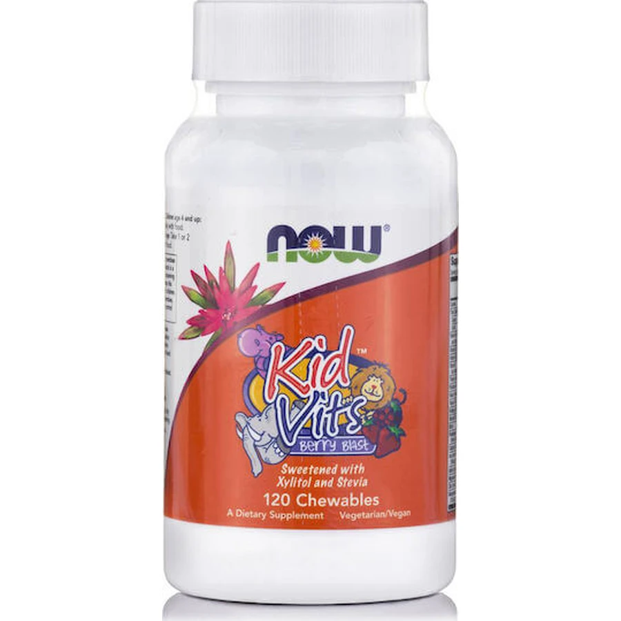 Now Foods Kid Foods Kid Vits Berry Berry Blast Multivitamine voor energie, versterking immuunsysteem & haar Berry Blast 120 kauwtabletten