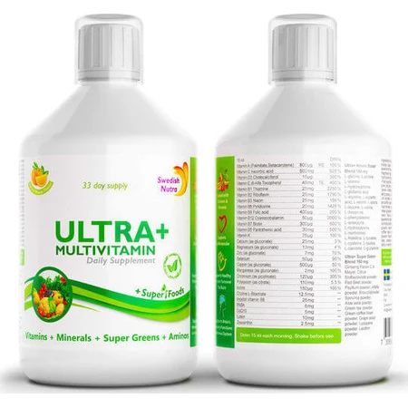 Swedish Nutra Ultra+ Multivitamin Multivitamin for Energy, Immune & Nervous System Strengthening Naranja 500ml