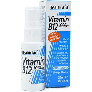 Health Aid Vitamin B12 Vitamine pour la santé du système nerveux 1000mcg Orange 20ml