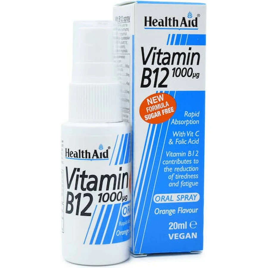 Health Aid Vitamin B12 Vitamine pour la santé du système nerveux 1000mcg Orange 20ml