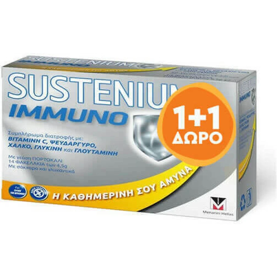 Menarini Sustenium Immuno Immunstärkendes Supplement 28 Portionsbeutel Orange