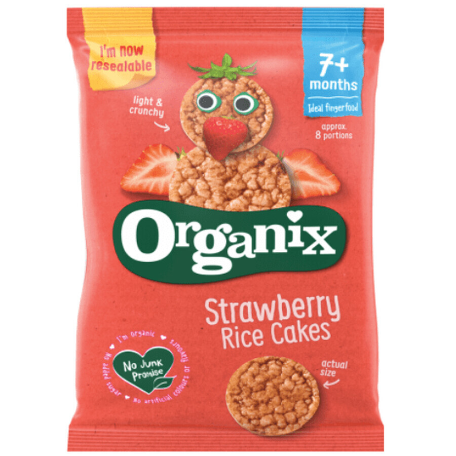 Redondo de arroz con fresas ecológico, +7 meses, +50 g, Organix