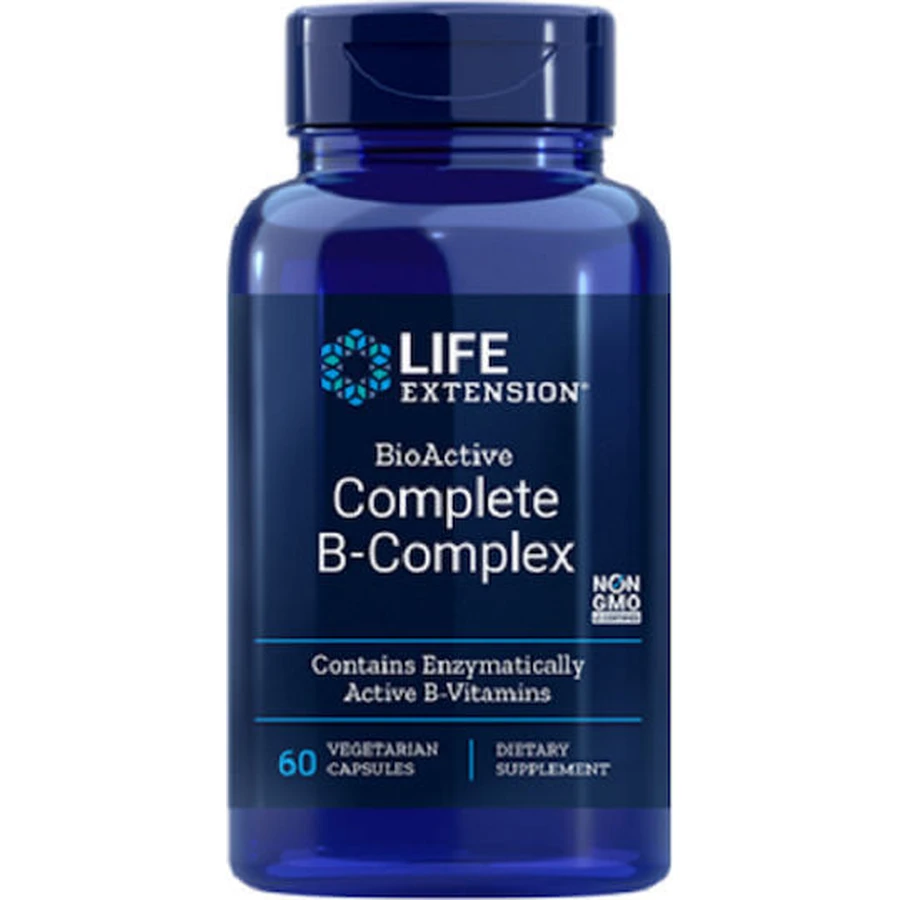 Leben-Erweiterung komplettes komplettes B-komplexes Vitamin für Energie, Immun- u. Nervensystem, das 60 vegetative Kapseln stärkt