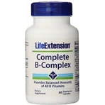 Leben-Erweiterung komplettes komplettes B-komplexes Vitamin für Energie, Immun- u. Nervensystem, das 60 vegetative Kapseln stärkt