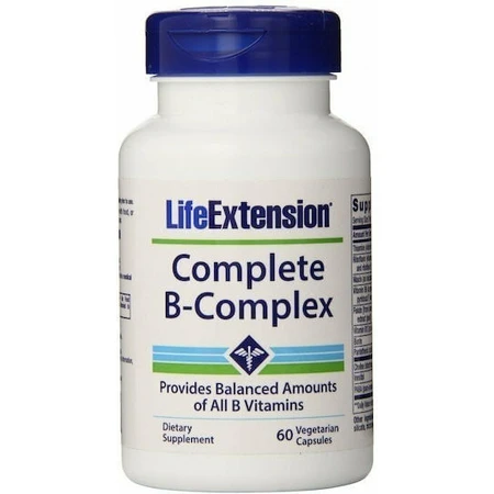 Leben-Erweiterung komplettes komplettes B-komplexes Vitamin für Energie, Immun- u. Nervensystem, das 60 vegetative Kapseln stärkt