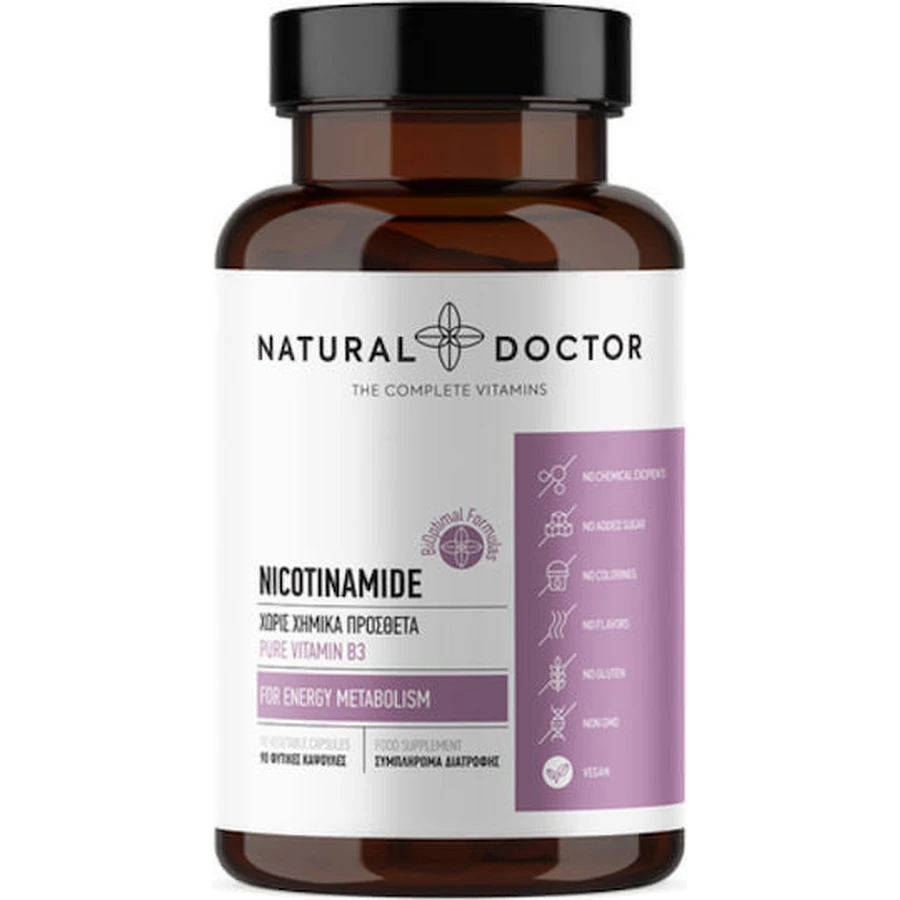 Natural Doctor Nicotinamide Vitamine pour la santé du système nerveux 500mg 90 gélules végétales