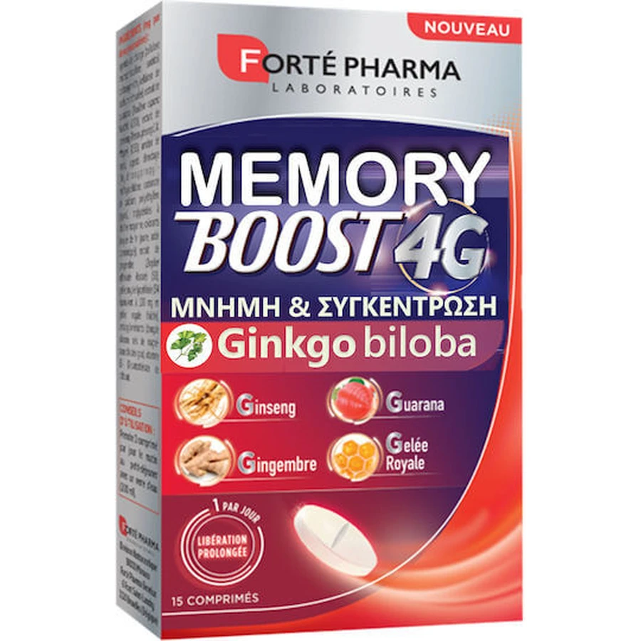 Forte Pharma Memory Boost 4g Nahrungsergänzungsmittel für Gedächtnis und Konzentration 15 Tabletten