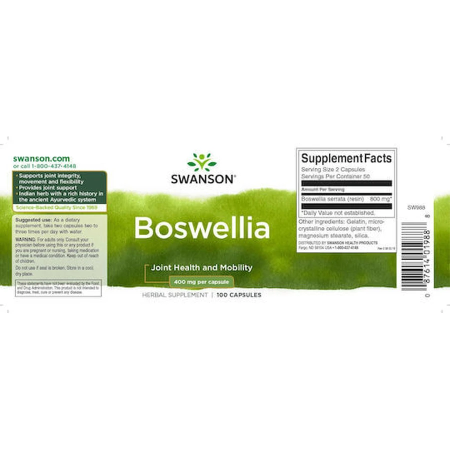 Swanson Boswellia 400mg 100 caps