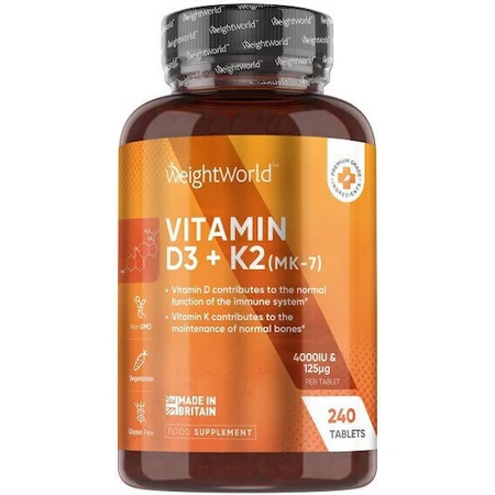 WeightWorld Vitamina D3 para el apoyo inmunológico y la salud del huevo 4000iu 240 Tabletas